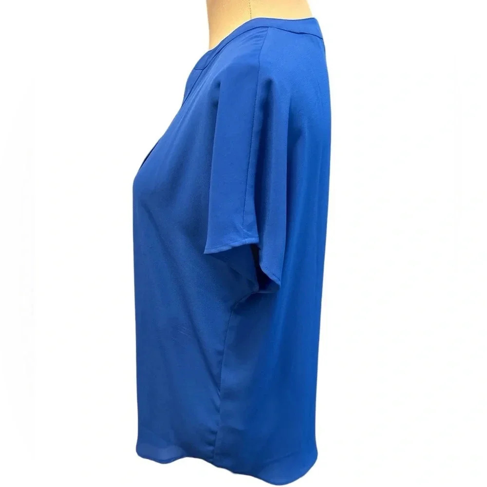 NWT Adrianna Papell Large Blouse Royal Blue Dolman Cap Sleeve V-Neck Tunic Top - Picture 2 of 10